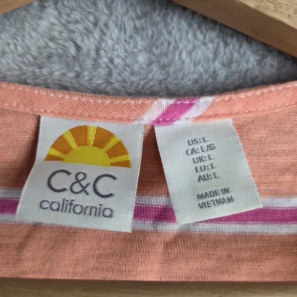 C&C California Pink and Yellow Sheath Dress Casual Short Sleeve - Picture 6 of 10